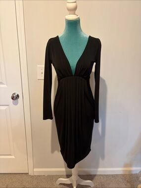Moda International Black V-Neck Long Sleeve Dress